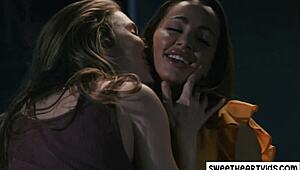 Substitute teacher interacts with colleague in classroom setting