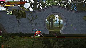 Asian game features big tits and naughty bandit king