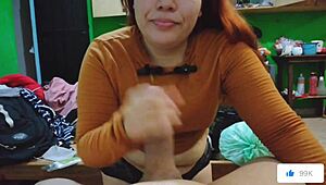 Unfaithful prostitute in POV with friend.