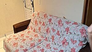 Hey, that old man noticed his stepdaughter had no panties while playing domino, and things got wild with cum on ass 😏