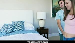 Melissa and Riley fuck their stepbro bent over.