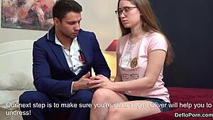 hey, watch this sweet nympho spread her pink vagina for deflowering! 😍