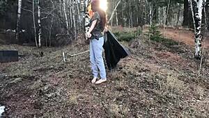 Intense rough outdoor fuck ends with facial