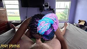 Big Tits Black Milf Gives Blowjob & Gets Pussy Cum-Covered