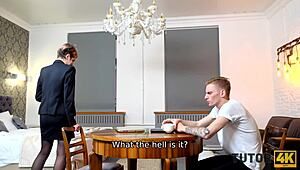 tutor4k sexy mature teacher and young man become lovers during class