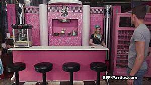 getting soda and pussy from naughty waitresses skirt group uniform blowjob 4 some sex big cock monster cock