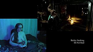 Naked brunette plays dead space part 5 with big natural tits on display.