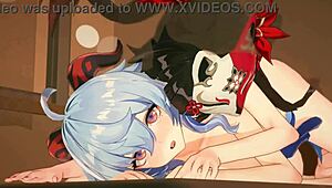 Ganyu And Huohuo Engage In Passionate Lesbian Kissing And Doggy Style