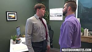 gay office workers fight over promotion and end up banging