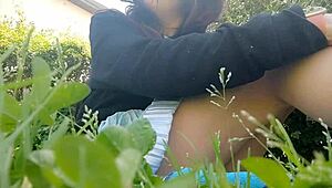 Pee on the grass with Chantal Channel.