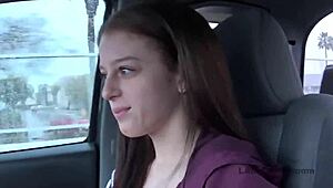 Brunette teen meets photographer at coffee shop for a wild fuck