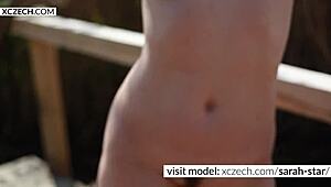 a stunning czech milf bares her pussy in nature, teasing everyone nearby on xczech com