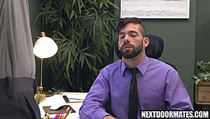 gay office workers fight over promotion and end up banging