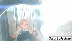 sexy tease samantha saint shows big tits nude blonde ass masturbation solo babe pornstar