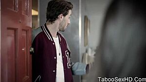 Sexy Brunette Sucks and Fucks the Football Player