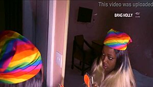 oga bang and stepsister with natural tits on parents bed