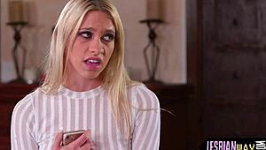 blonde friends explore gentle touches and soft kisses together