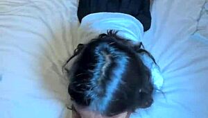 18YO Thai Student in Uniform Struggles with Big White Dick in POV Bent-Over Action