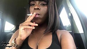 A cigarette in the car with some domination vibes