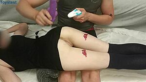 Making Your Stepsister Super Happy With Two Big Dildos And A Magic Wand