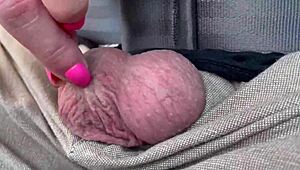 Couple Enjoys Handjob And Ball Licking During Highway Drive