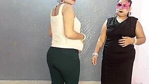 Village stepsisters feel wild sharing stepbrother in a hot threesome with Hindi audio