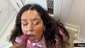 best cumshot selection on face and mouth with katty west