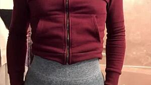 he gapes my tight hole and makes me squirt in public