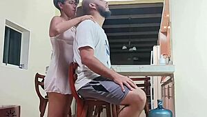 I'm sneaking around to nail my stepbrother again, can't resist his cock in me. That rich load of semen drives me wild in the kitchen - Spanish porn raw.