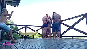 University students' leaked video of a party on the dormitory deck, complete in red and sheer