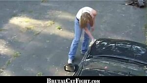 Rough Catfight Turns Wild at the Carwash, Who's Winning?