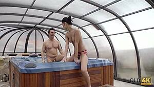 Angie Moon swallows old lover's cum