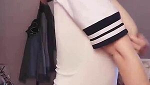 Amateur Asian babe masturbates passionately in private session