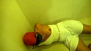 Brazilian Slave Bathes in Shower Bondage