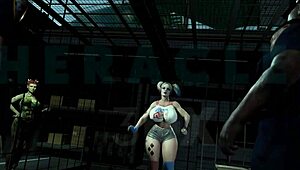 harley quinn gets wild with monster cocks in hentai