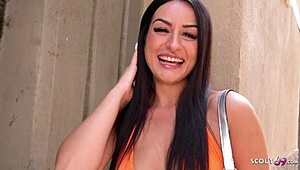 German scout picks up big butt latina annie reis for rough outdoor casting sex.