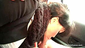 chubby brunette, wanna see her ass drilled in a car threeway with papy voyeur?