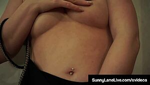 Why is hot sunny lane standing up while fingering herself?