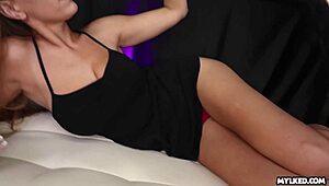 He cum on her perfect breasts with lactating nipples through gloryhole