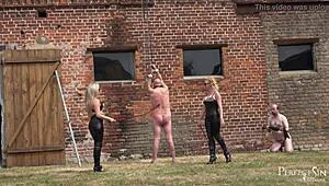 You better not speak while Miss Suzanna Maxwell and Miss Courtney handle their talkative slave outdoors