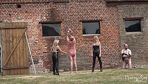 You better not speak while Miss Suzanna Maxwell and Miss Courtney handle their talkative slave outdoors