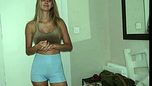 Courier gets unexpected hot surprise from cute Russian blonde