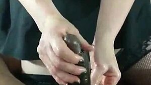 sxydani with big tits gives wet handjob on huge black cock