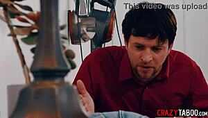 hey, sexy milf nanny riley jacobs got stuck and fucked during cleaning