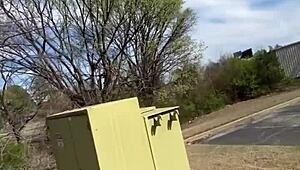 he gapes my tight hole and makes me squirt in public