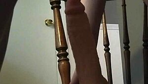 homemade video of a girl with hairy pierced pussy riding a big dildo in her ass