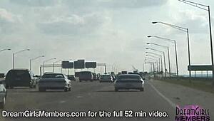 Hot blonde intensely flashes nude in the backseat