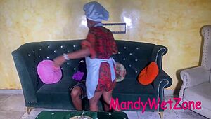 Blonde chef neighbor with big natural tits gets spanked