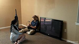 Curvy Latina Wife Fucks Cable Guy!