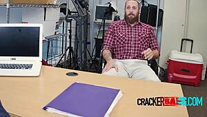 Muscular White Bear Pounded by Huge Black Cock